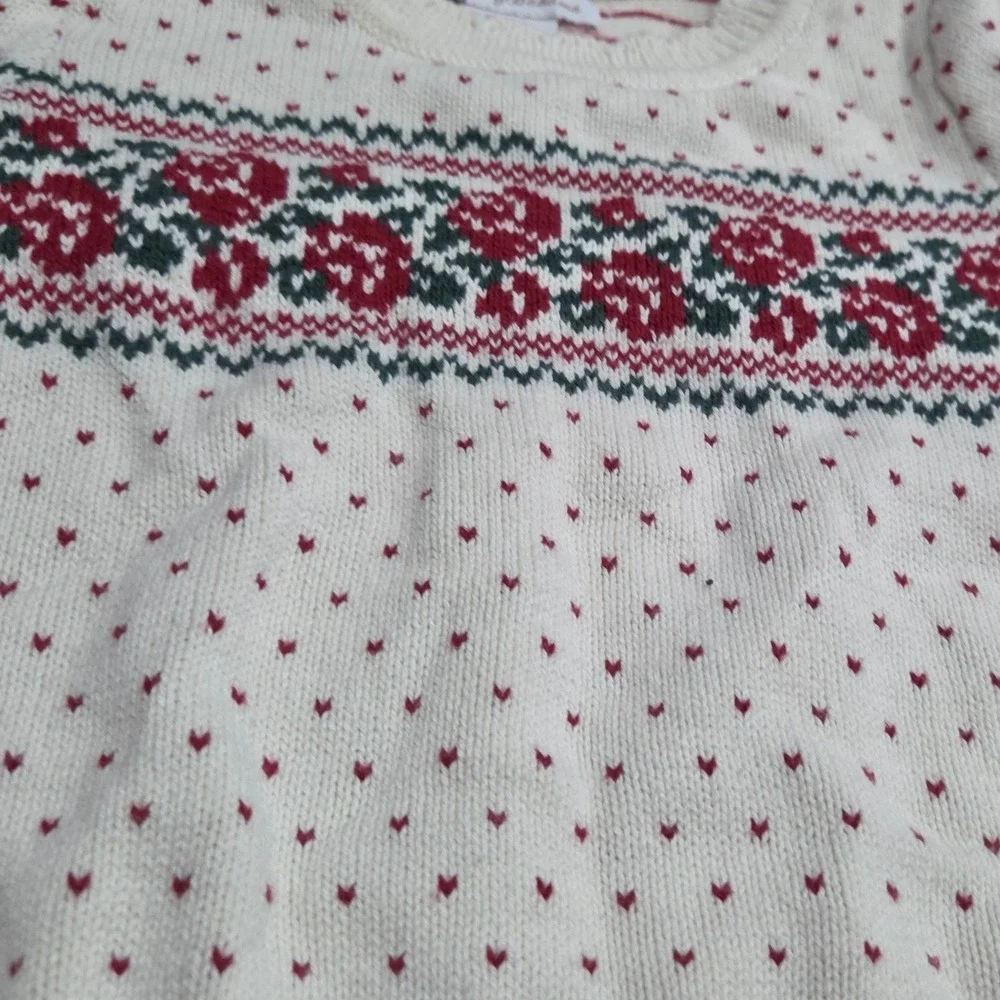 Tommy Bahama Kids Girls Red Plaid Skirt and Fair Isle Floral Sweater Set Size 6